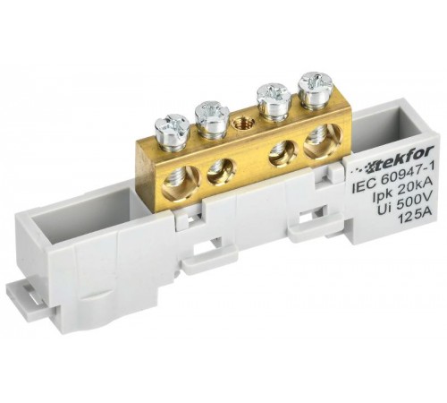 TEKFOR Шина L "фаза" неизолированная на универсальном держателе 8х12-4-Ср  TF-NN20-04-DL-K03  IEK