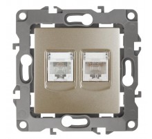 Розетка информационная+телефонная 12-3109-04RJ45+RJ11,  шампань  Б0018251  ЭРА
