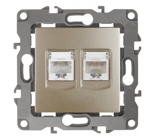 Розетка информационная+телефонная 12-3109-04RJ45+RJ11,  шампань  Б0018251  ЭРА