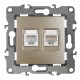 Розетка информационная+телефонная 12-3109-04RJ45+RJ11,  шампань  Б0018251  ЭРА