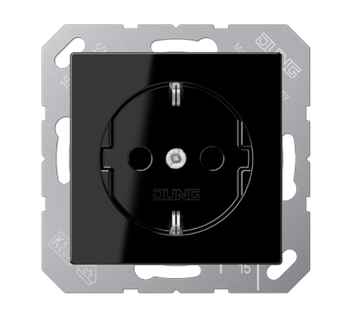 Штепсельная розетка SCHUKO 16А / 250В, пружинные зажимы; дюропласт; черный; A500  A1520SW  Jung