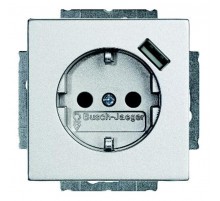 Розетка Schuko с устройством зарядным USB, 20 EUCBUSB-83-500, Future алюминий, 16А, 700 мА,  2011-0-6178   2CKA002011A6178  ABB