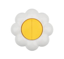 Выключатель двухклавишный HAPPY Ромашка скрытой установки, желтый/белый  KR-78-0621  Kranz