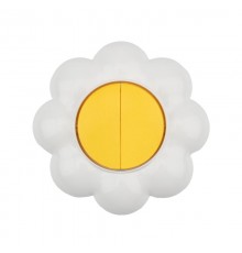 Выключатель двухклавишный HAPPY Ромашка скрытой установки, желтый/белый  KR-78-0621  Kranz