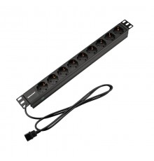 Блок распр. питания для 19" шкафов, горизонтальный, 9 розеток СЕЕ 7/4, 10A  04-0305-1  REXANT