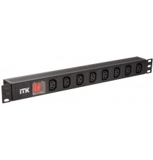 Блок розеток 19 PDU (7шт) IEC320 C13 с LED выкл.алюм.профиль 1U ВХОД C14 без шнура  PH12-7C133  ITK
