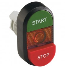 Кнопка двойная MPD15-11R (зеленая/красная-выступающая) красная-в ыступающая линза с текстом (START/STOP)  1SFA611144R1101  ABB
