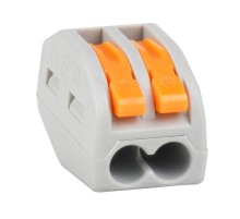 Клемма строительно-монтажная OptiKit СМК 222-412 с рычагом 2 отверстия 0,2-2,5(4,0)мм2  351062  КЭАЗ