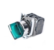 Пер-ль SB4 с подсвет в сборе 22мм 3поз зел с фикс металл 230ВАС 1НО+1НЗ  SB4BK133M5  SE