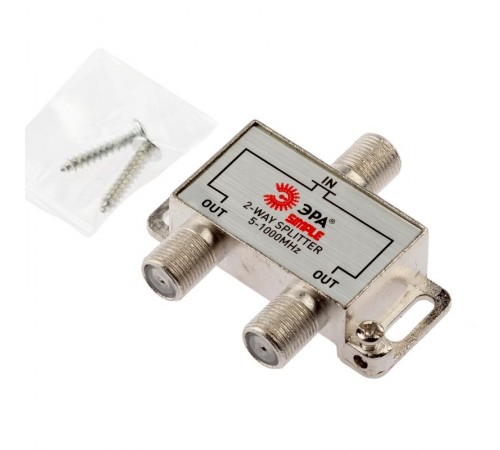 Делитель ТВ  Simple DS-F-01 2 ответвления под F разъём 5-1000 МГц  Б0048320  ЭРА