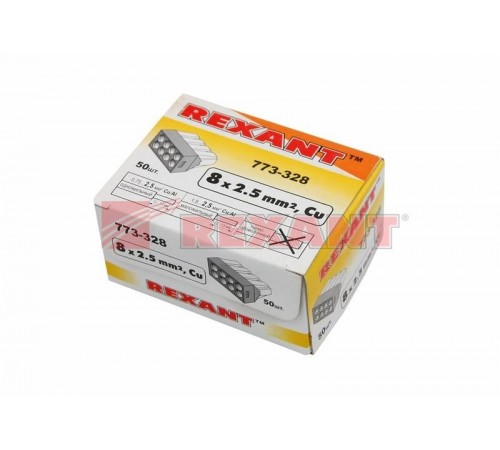 Экспресс-клемма с пастой, 8-проводная до 2,5 мм, серая (50 шт./уп.) (773-308)  07-3080  REXANT