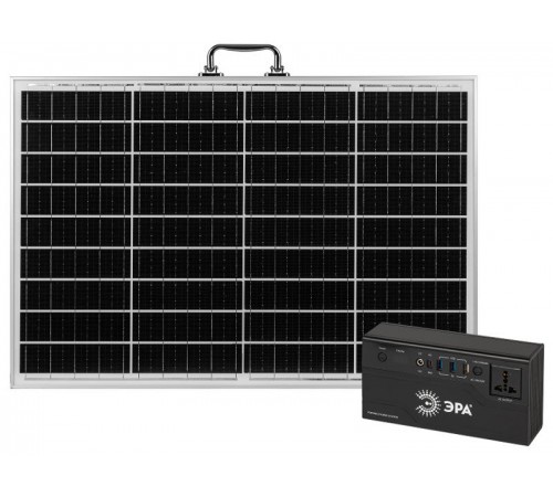 Портативная солнечная электростанция  ERAZS-01 (комплект), 200 Вт, 32400 мАч, Li-ion. Солнечная панель 50 Вт   Б0062853  ЭРА