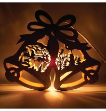 Фигура световая  деревянная "Колокольчики со снеговиком" LT067 , 1 лампа накаливания, 29*5*24 см, IP20  26825  FERON