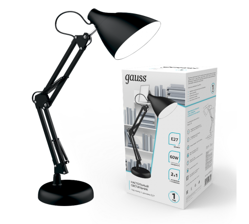 Светильник настольный GTL003 60W 220-240V E27 черный струбцина и основание 1/12  GT0032  Gauss