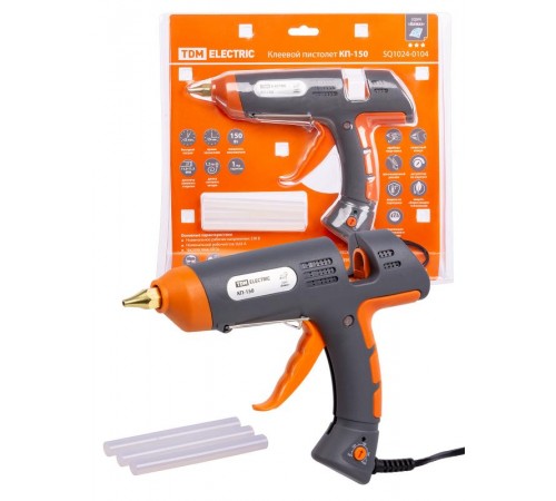 Клеевой пистолет КП-150, 11,3 мм, подставка, терморегулятор, шнур 1,5 м, 150 Вт, Т=220 С "Алмаз"  SQ1024-0104  TDM
