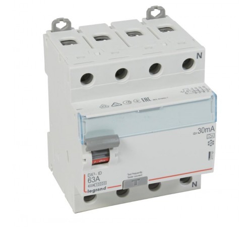 Выключатель дифференциальный (УЗО) DX3-ID 4п 63А 30мА тип A  411761  Legrand