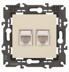 14-3108-02 Розетка 2хRJ45, IP20, сл.кость  Б0034309  ЭРА