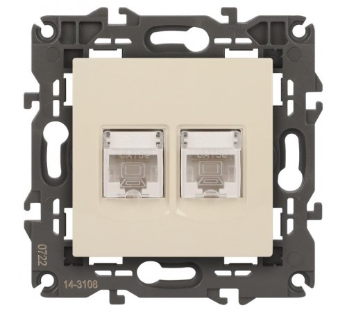 14-3108-02 Розетка 2хRJ45, IP20, сл.кость  Б0034309  ЭРА