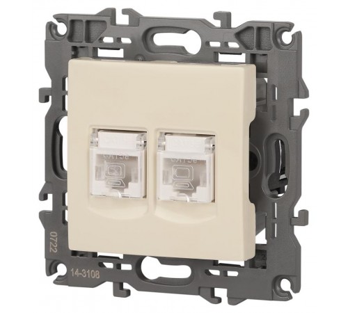 14-3108-02 Розетка 2хRJ45, IP20, сл.кость  Б0034309  ЭРА