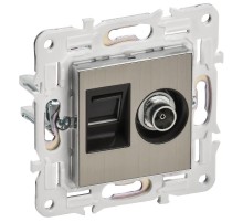 SKANDY Розетка двойная TV+RJ45 кат.6 SK-A15N никель  SK-AK20-2-K50  IEK