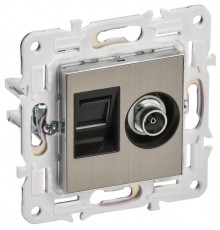 SKANDY Розетка двойная TV+RJ45 кат.6 SK-A15N никель  SK-AK20-2-K50  IEK