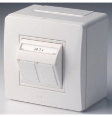 Коробка для миниканалов с двумя тел/компьют.розетками коричн.(розница)  10656B  DKC