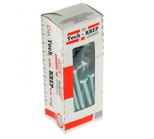 Болт DIN933 с шестигранной головкой оцинк. М8х80 (20 шт) - коробка с ок. Tech-Kr ( 0,63 кг)  126513  Tech-KREP