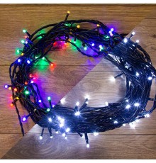 Гирлянда "Твинкл Лайт" 10 м,  черный ПВХ, 100 диодов, цвет белый/мультиколор  303-155  NEON-NIGHT
