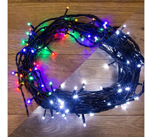 Гирлянда "Твинкл Лайт" 10 м,  черный ПВХ, 100 диодов, цвет белый/мультиколор  303-155  NEON-NIGHT