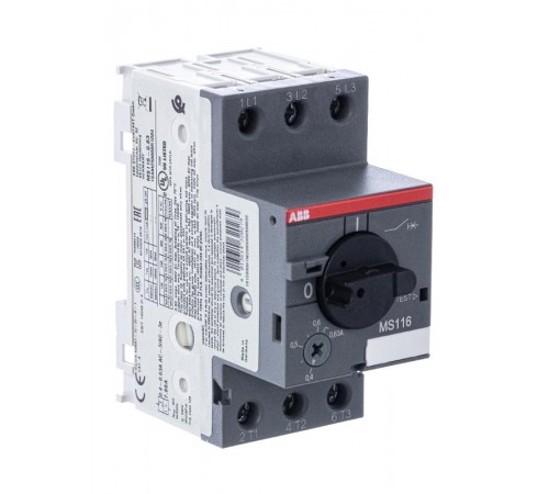Выключатель автоматический для защиты электродвигателей MS116-0,63 50 кА с регулируемой тепловой защитой  1SAM250000R1004  ABB