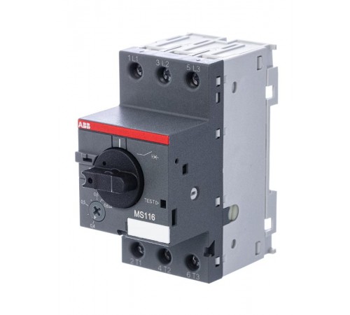 Выключатель автоматический для защиты электродвигателей MS116-0,63 50 кА с регулируемой тепловой защитой  1SAM250000R1004  ABB