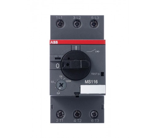Выключатель автоматический для защиты электродвигателей MS116-0,63 50 кА с регулируемой тепловой защитой  1SAM250000R1004  ABB