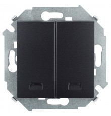 Simon 15 Графит Выключатель 2-кл с подсветкой, 16А 250В, винт. зажим  1591392-038  Simon