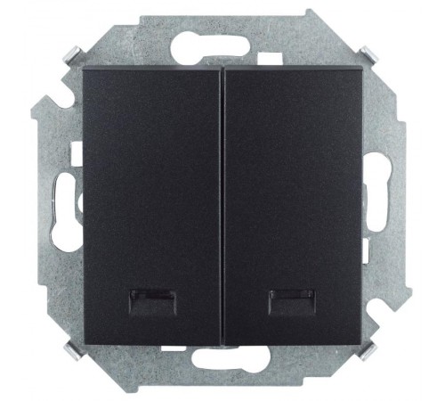 Simon 15 Графит Выключатель 2-кл с подсветкой, 16А 250В, винт. зажим  1591392-038  Simon