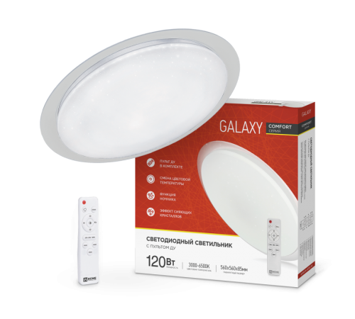 Светильник светодиодный COMFORT GALAXY 120Вт 230В 3000-6500K 9600Лм 600x85 мм с пультом ДУ  4690612035079  IN HOME