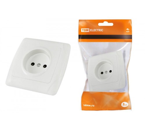 Розетка 2П 10А 250В белая "Онега"   SQ1805-0015  TDM