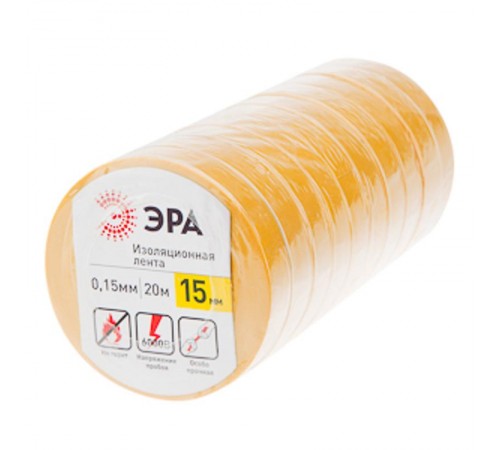ПВХ-изолента 15мм*20м желтая  C0036547  ЭРА