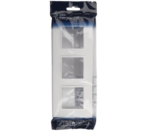 Рамка для розеток и выключателей Elegance 14-5013-01 Classic, на 3 поста, белый  Б0060581  ЭРА
