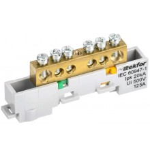 TEKFOR Шина PE "земля" неизолированная на универсальном держателе 8х12-6-Ж  TF-NN20-06-DL-K05  IEK