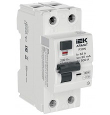 Выключатель дифференциальный (УЗО) R10N 2P 63А 30мА тип B ARMAT  AR-R10N-2-063B030  IEK