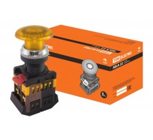 Кнопка AELA-22 "Грибок" желтый d22мм неон/230В 1з+1р   SQ0704-0034  TDM