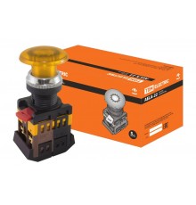 Кнопка AELA-22 "Грибок" желтый d22мм неон/230В 1з+1р   SQ0704-0034  TDM