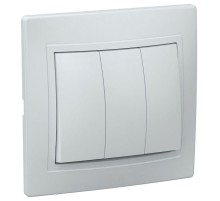 КВАРТА Белый ВС10-3-0-КБ Выключатель 3-клавишный 10А ВС10-3-0-КБ  EVK30-K01-10-DM  GENERICA
