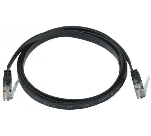 Коммутационный шнур плоский (патч-корд) кат.6 UTP 1м чёрный  PC09-C06U-1M-FL  ITK