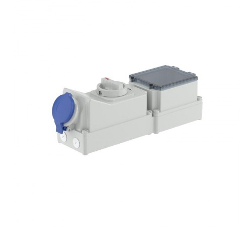 Розетка наружной установки с механической блокировкой и DIN-рейкой на 6 модулей IP44 32A 2P+E 230В  DIS5673283  DKC