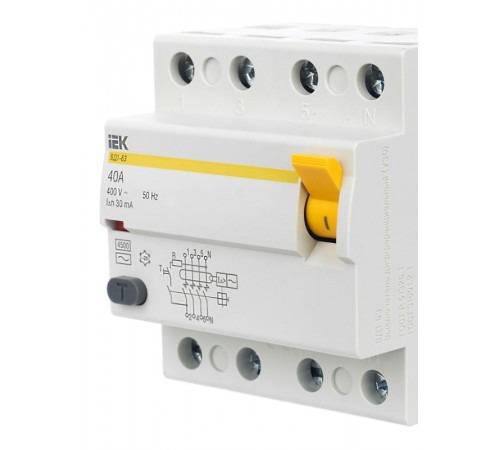 Выключатель дифференциальный (УЗО) ВД1-63 4п 40А 30мА тип AC  MDV10-4-040-030  IEK