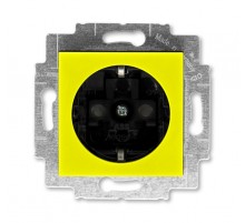 ABB Levit Жёлтый / дымчатый чёрный Розетка с з/к со шторками 16А  5520H-A03457 64W  2CHH203457A6064  ABB