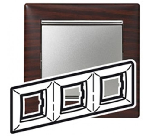 Valena Темное дерево/Серебро Рамка 3-ая горизонт.  770373  Legrand