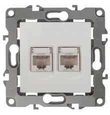 Розетка информационная двойная 12-3108-02  2XRJ45,  слоновая кость  Б0014730  ЭРА