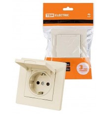 Розетка 2П+З 16А 250В IP44 с защ. шт. с крышкой сл. кость "Сенеж"   SQ1816-0139  TDM